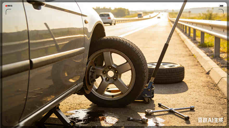 绥芬河高速公路扎胎-汽车流动补胎