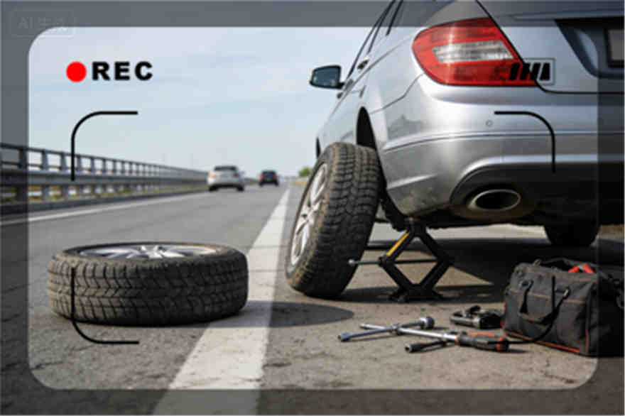 绥芬河高速公路爆胎-汽车换轮胎